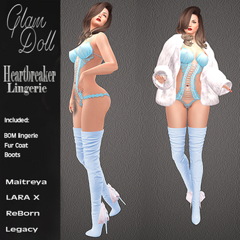 Second Life Marketplace - Glam Doll Heartbreaker Lingerie Blue